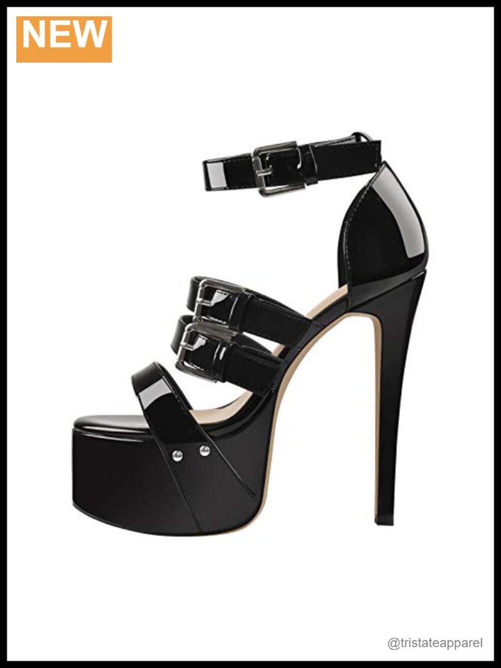 Women's Peep Toe Platform Stiletto Heeled Sandals Buckle Ankle Strap Faux